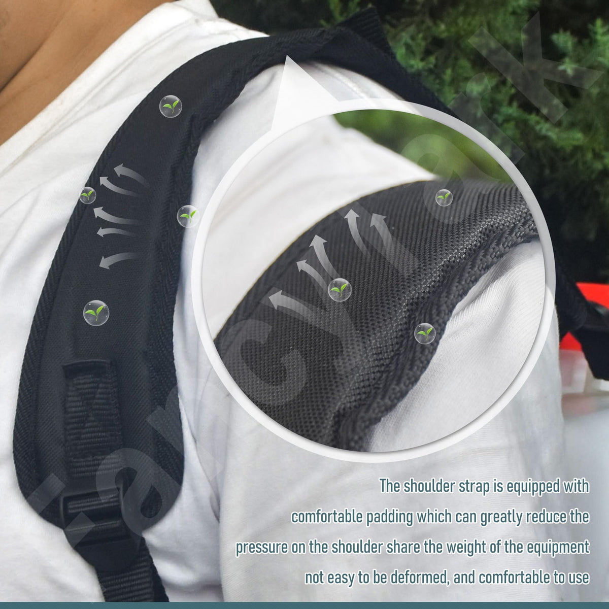 FancyTark tear-resistant fabric provides durable sprayer straps for tough conditions.