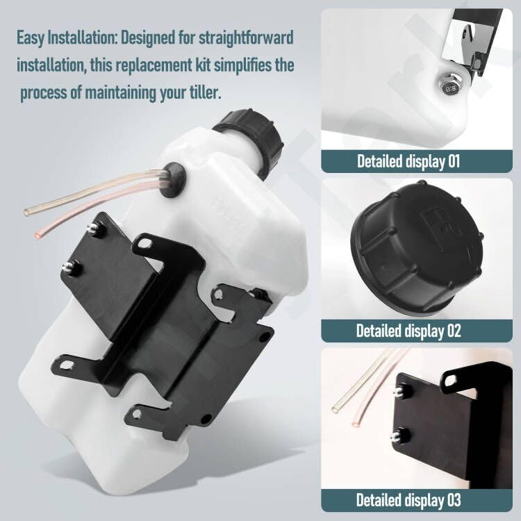 FancyTark three-tab style fuel tank highlights secure mounting for quick replacement