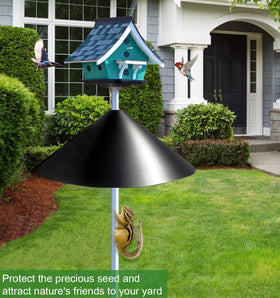 Fandature black pole mount baffle blends with garden decor