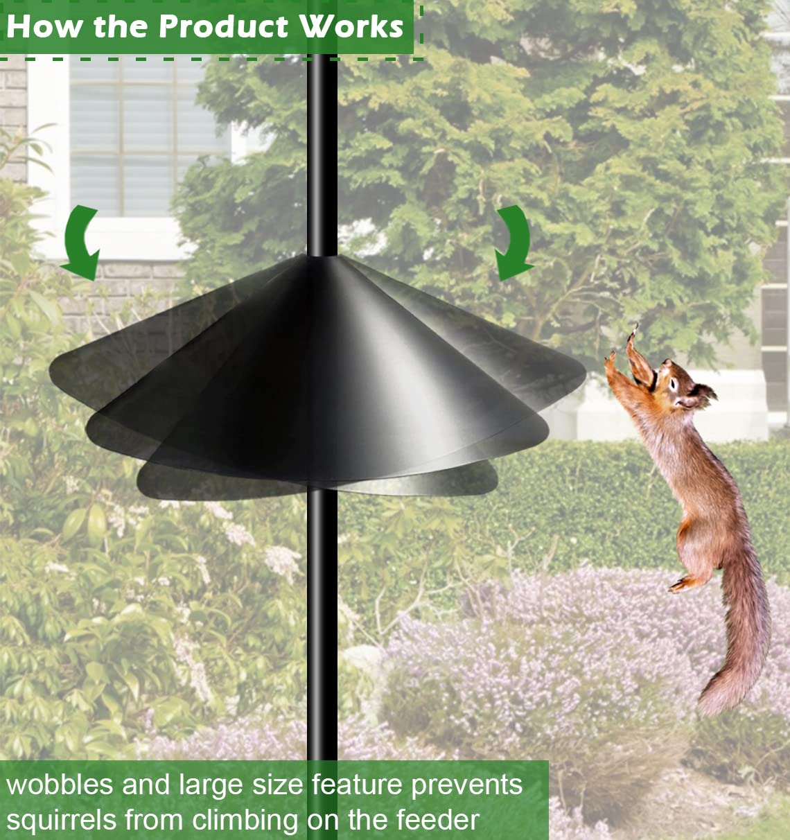Fandature slippery surface baffle prevents climbing and preserves seed