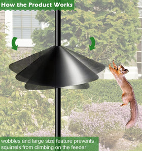 Fandature slippery surface baffle prevents climbing and preserves seed