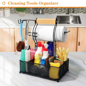 FANGSUN Grill Caddy holds paper towels, utensils, and cleaning supplies in one place.