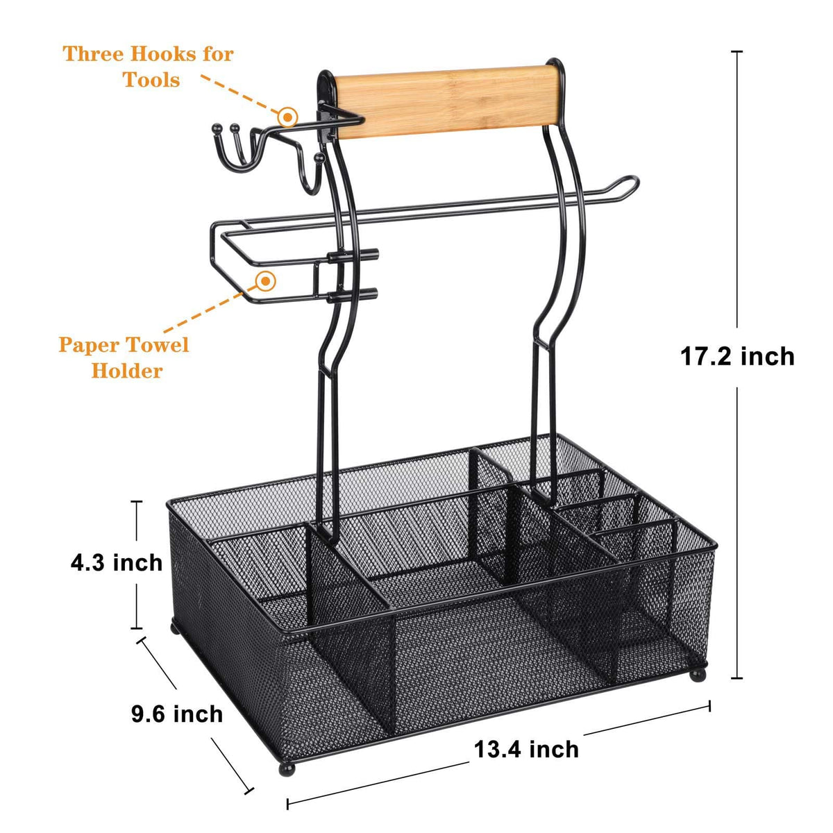 FANGSUN Grill Caddy shows seven compartments organizing tools, condiments, and napkins neatly.