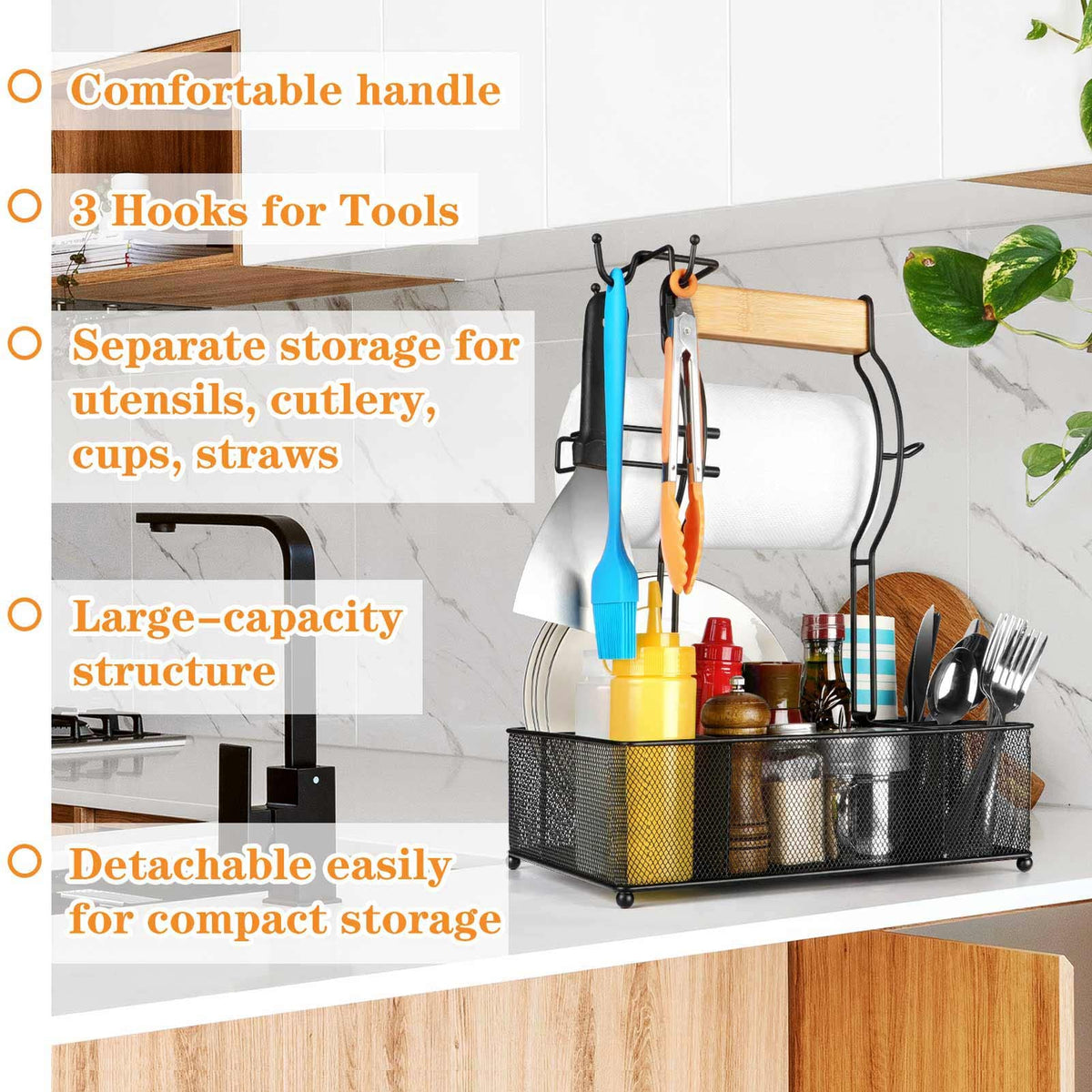 FANGSUN Grill Caddy steel mesh design keeps spills and crumbs away from your workspace.