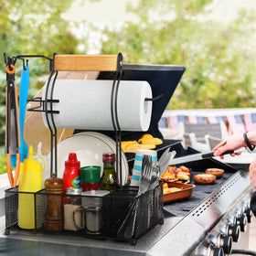 FANGSUN Grill Caddy wooden handle provides a comfortable grip for easy transport.