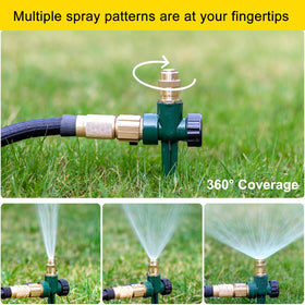 FANHAO metal spike secures sprinkler in soil for steady hands-free irrigation.