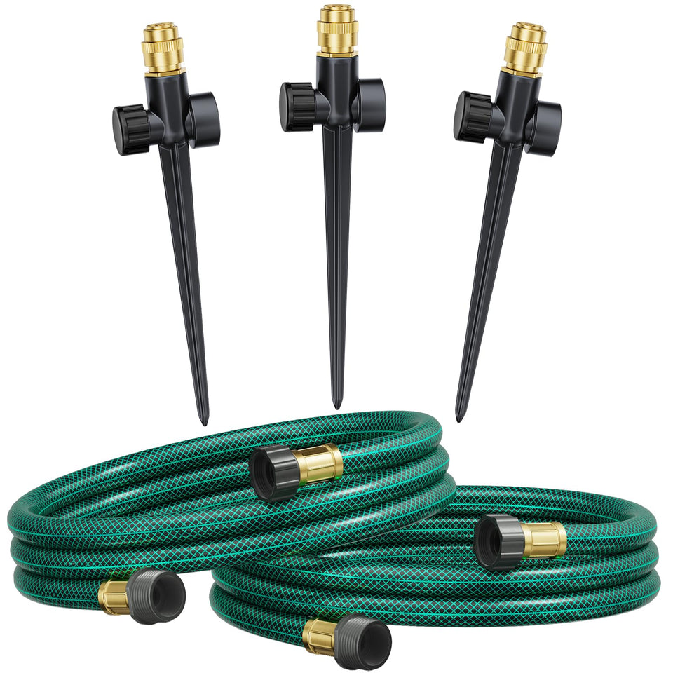 FANHAO above-ground irrigation sprinkler system assembly in garden for easy setup and even watering