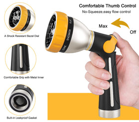 FANHAO eight-pattern dial offers versatile watering, cleaning, and misting.