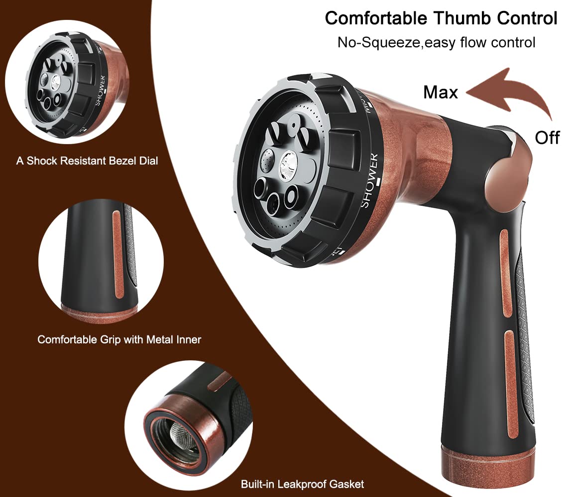 FANHAO eight-pattern spray modes cover watering, cleaning, and rinsing tasks.