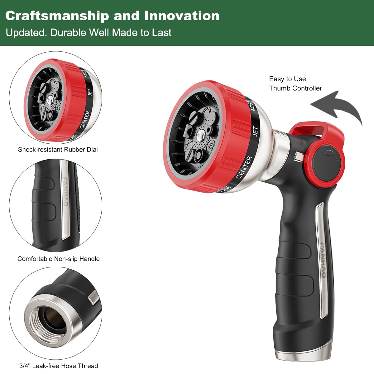 FANHAO ergonomic non-slip grip reduces hand fatigue during extended watering