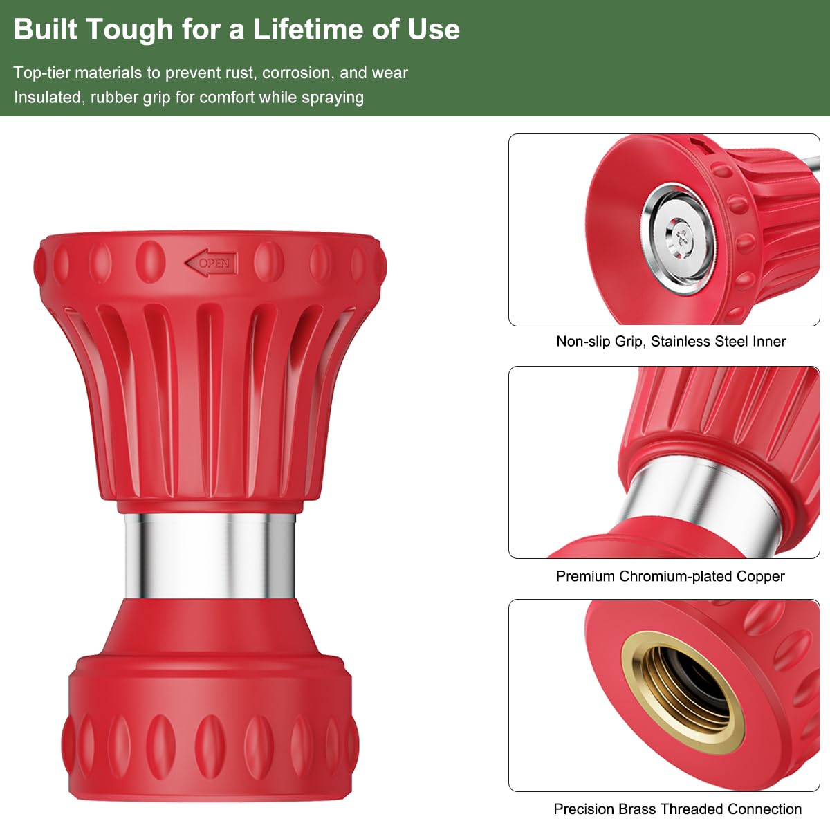 FANHAO adjustable spray pattern ranges from mist to jet for cars and patios.