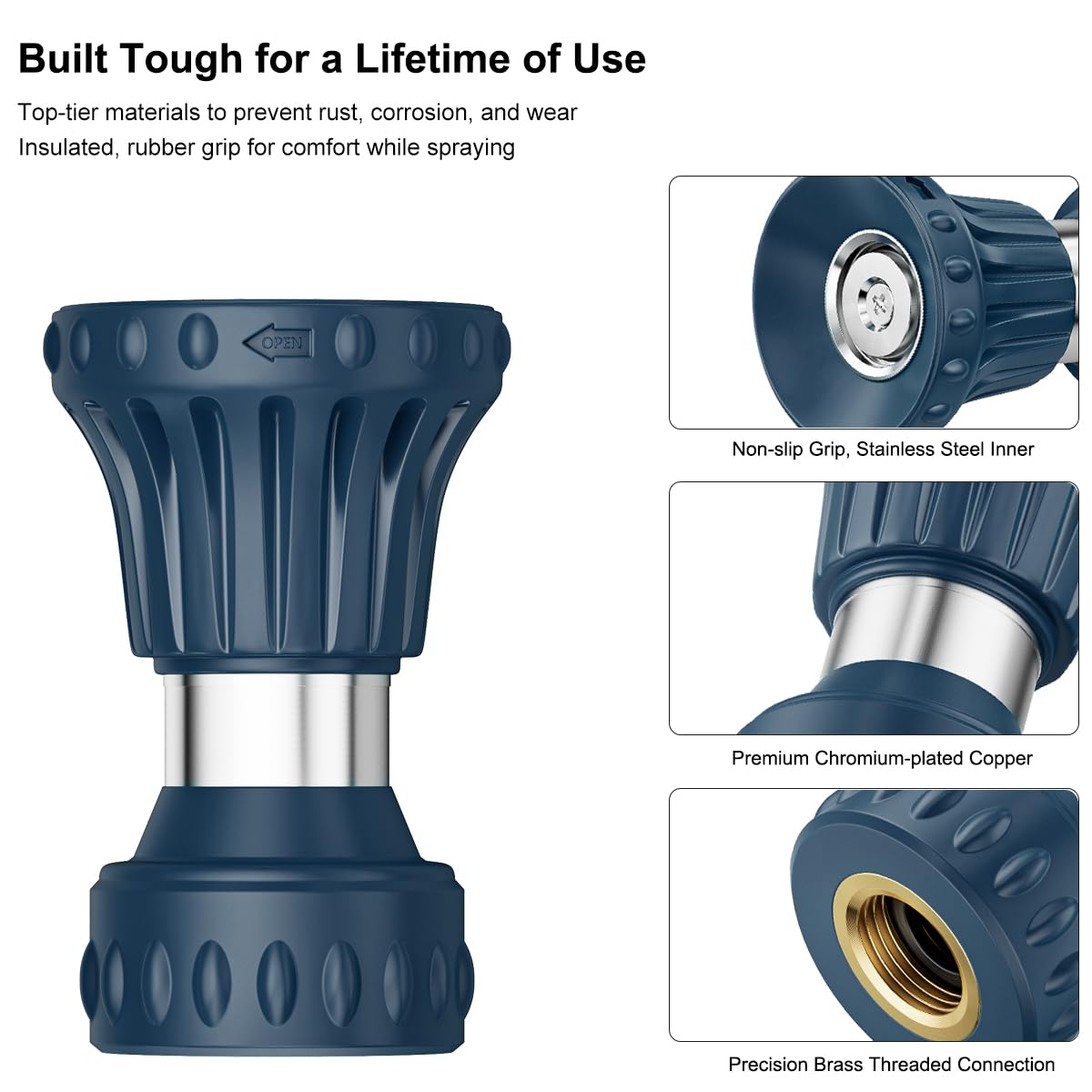 FANHAO Fireman nozzle ergonomic-handle provides comfortable, non-slip grip.