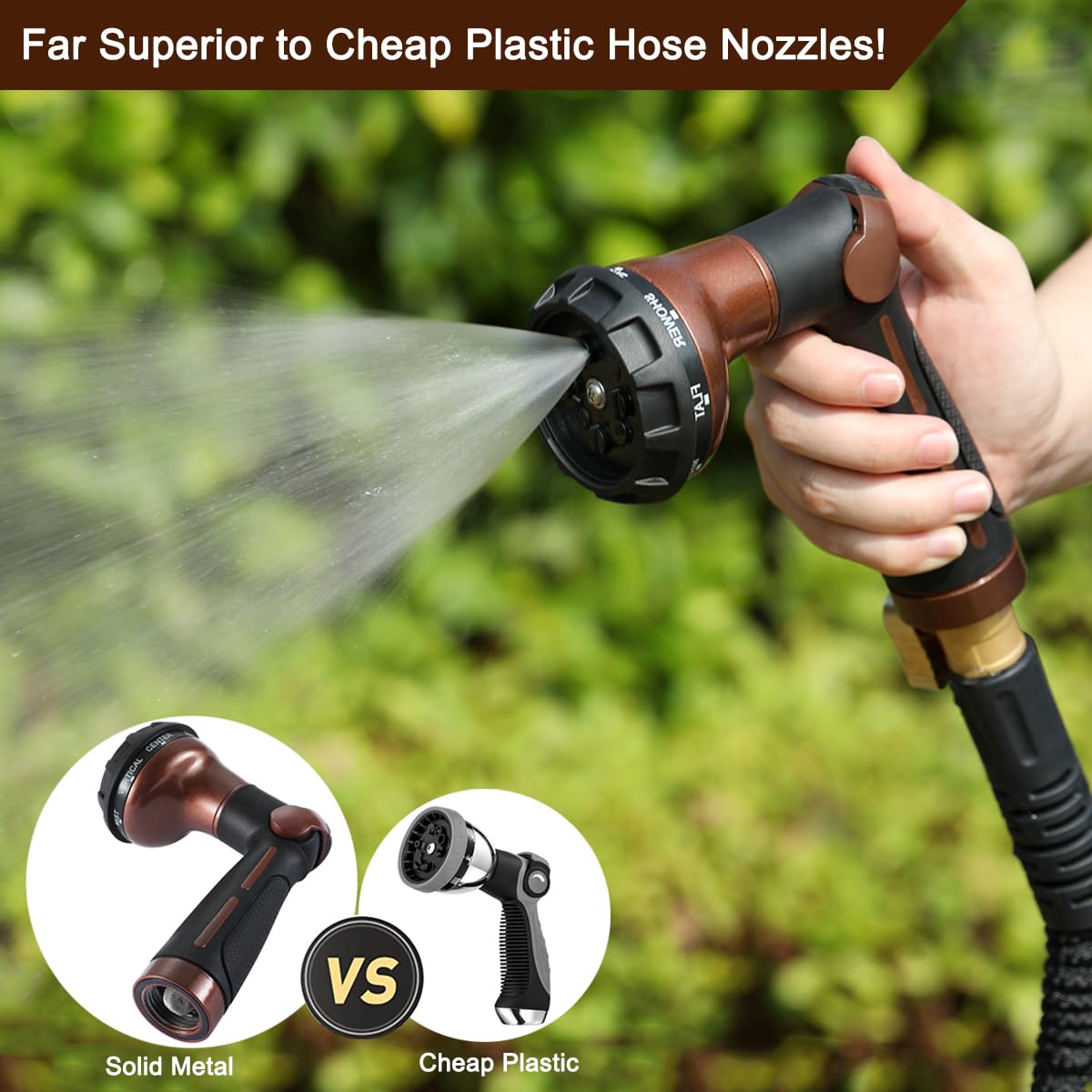 FANHAO fits standard garden hoses with 3/4-inch thread for quick setup.