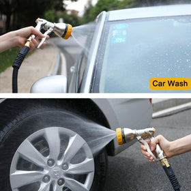 FANHAO nozzle in action for watering, washing, and outdoor maintenance.