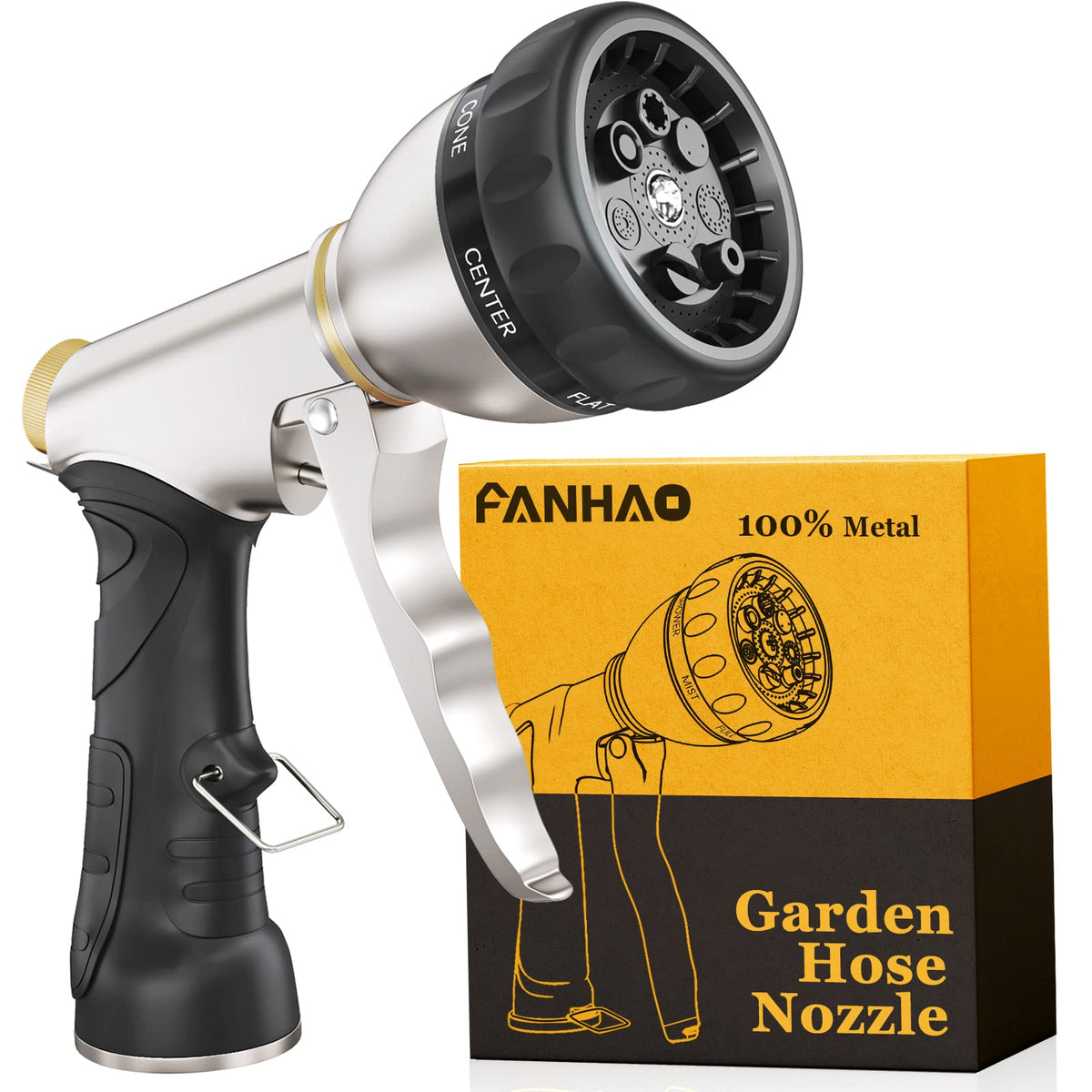 FANHAO metal body nozzle for durable watering tasks.