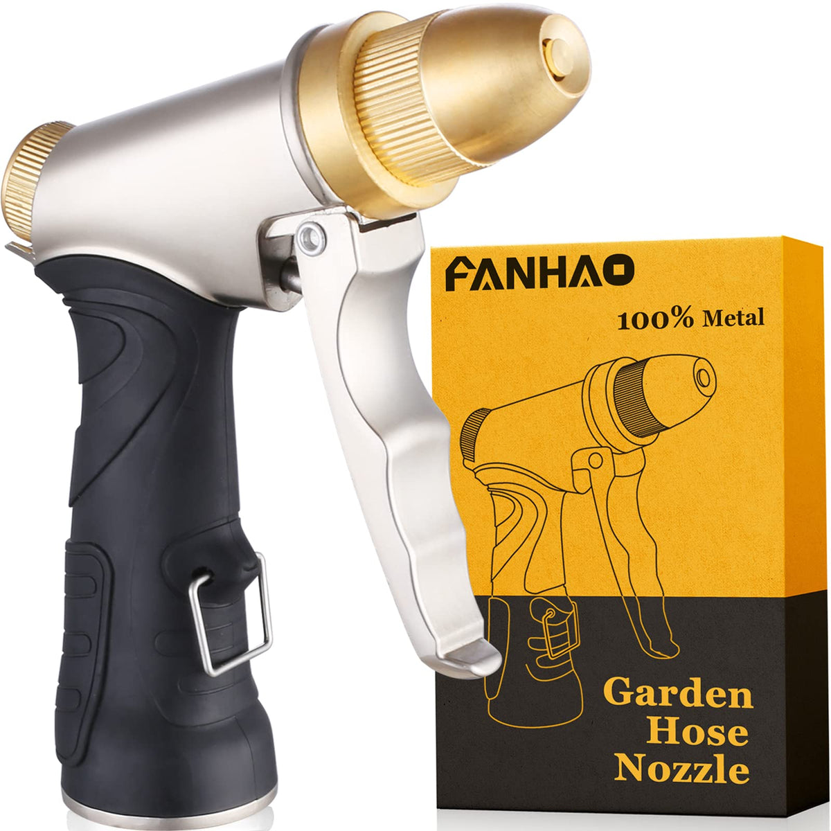 FANHAO garden hose nozzle shows durable metal construction for lasting use
