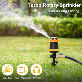 FANHAO Gear Drive Sprinkler shows the 6-pattern dial for versatile watering