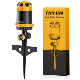 FANHAO Gear Drive Sprinkler with metal spike base for stable lawn irrigation