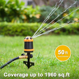 FANHAO sprinkler setup highlights hose connection for quick watering