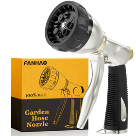 FANHAO heavy-duty garden hose nozzle with 8 patterns for versatile watering