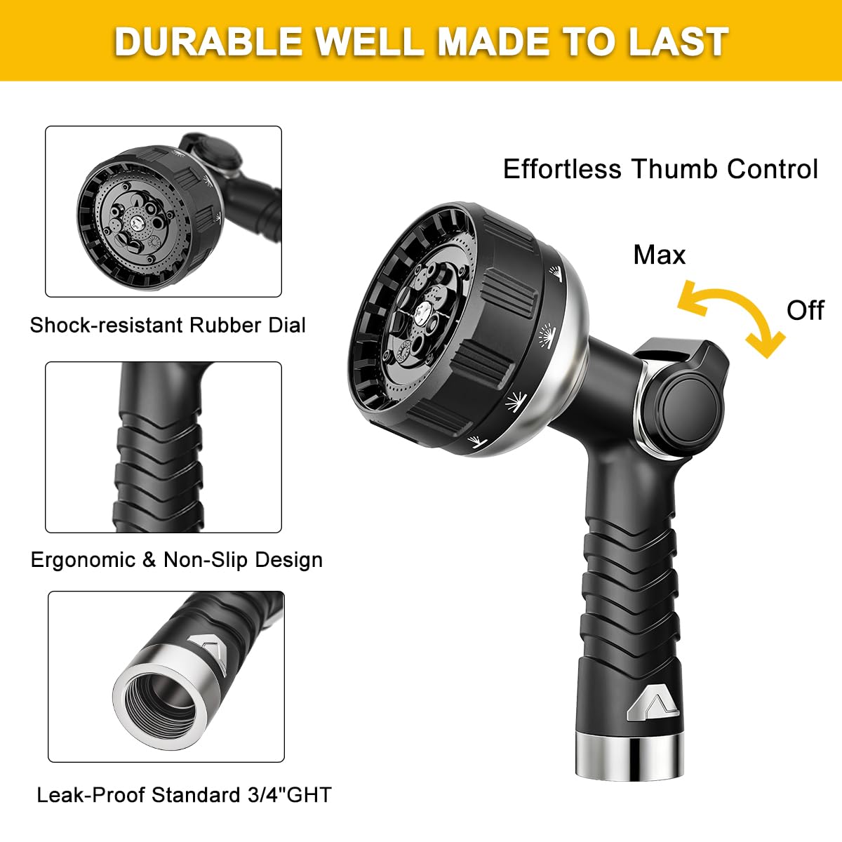 FANHAO nozzle offers ten patterns for versatile watering and cleaning