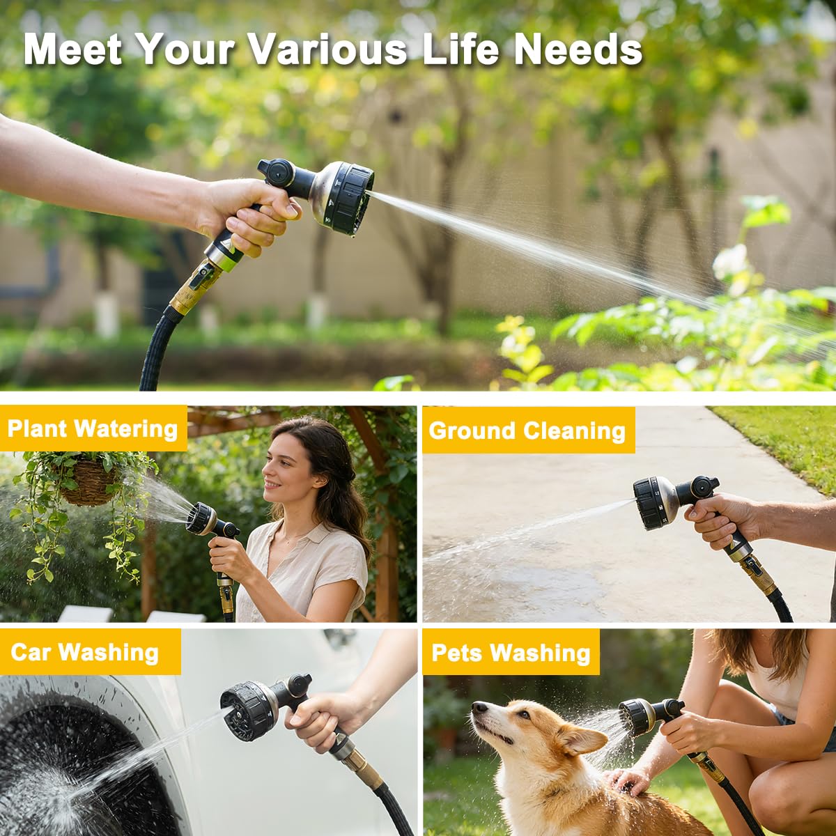 FANHAO nozzle ideal for gardening, car washing, and pet cleanup
