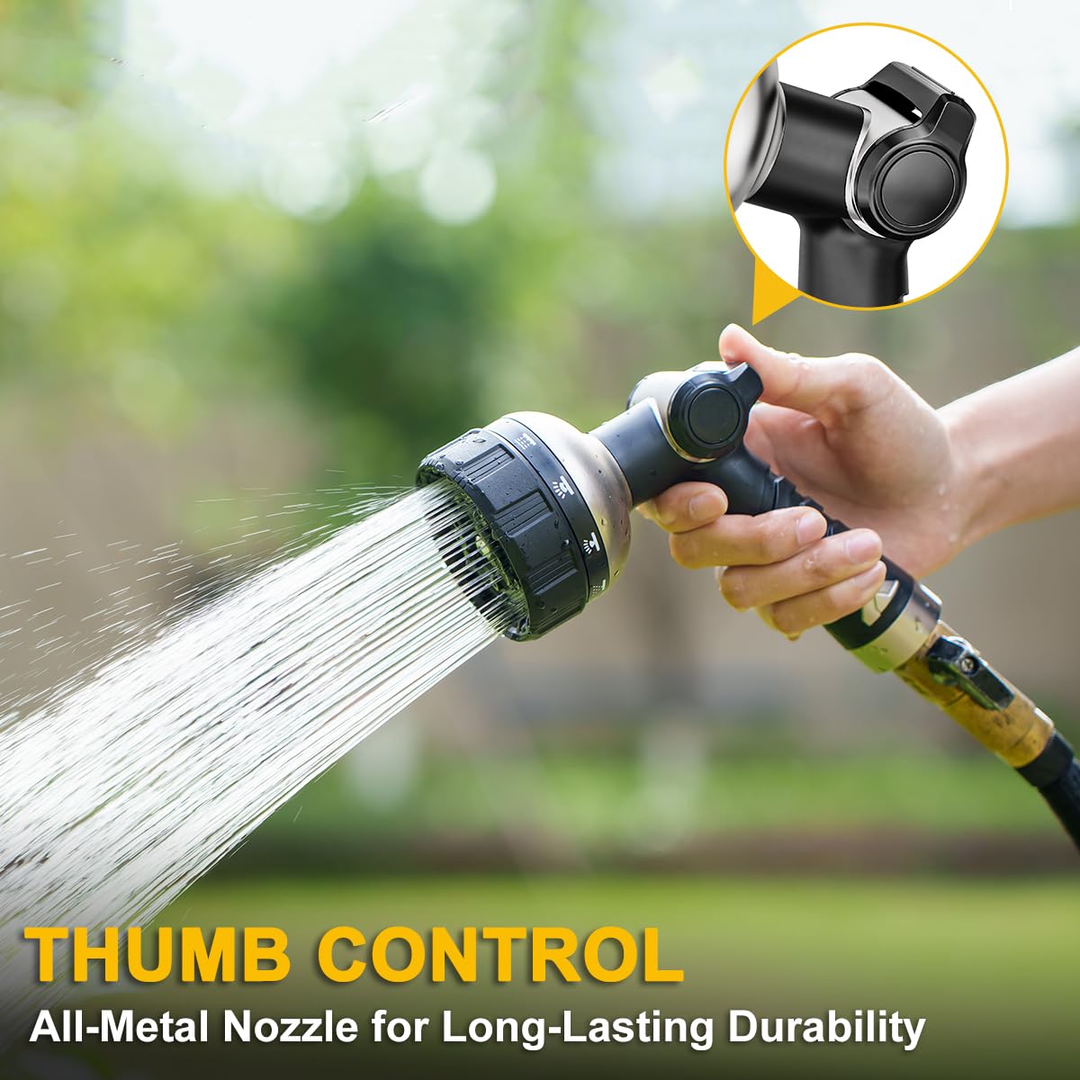 FANHAO nozzle with thumb control for easy water flow without squeezing