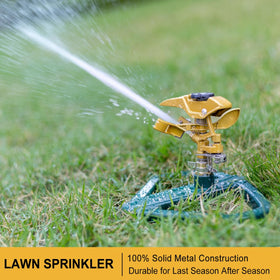 FANHAO rotating-arm sprinkler motion provides even irrigation across yards.