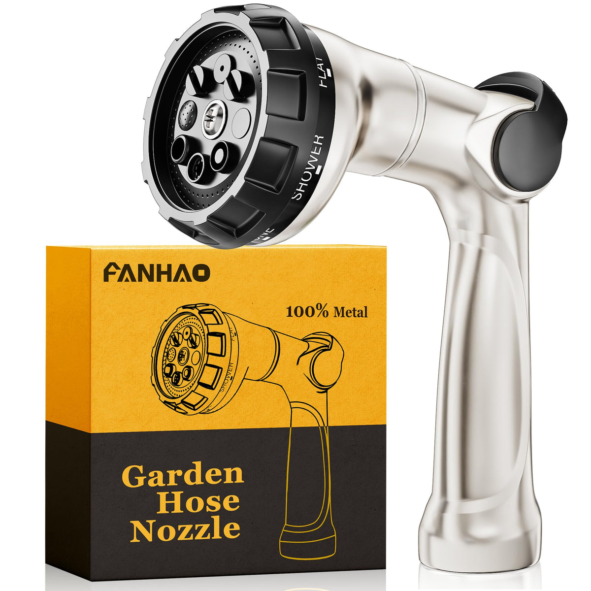 FANHAO metal hose nozzle with thumb-control for precise water flow