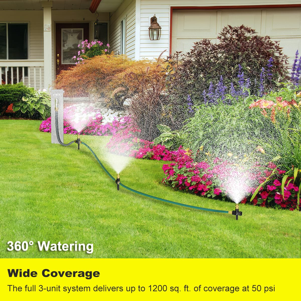 FANHAO outdoor garden irrigation setup ready for lawn, patio, and flower beds