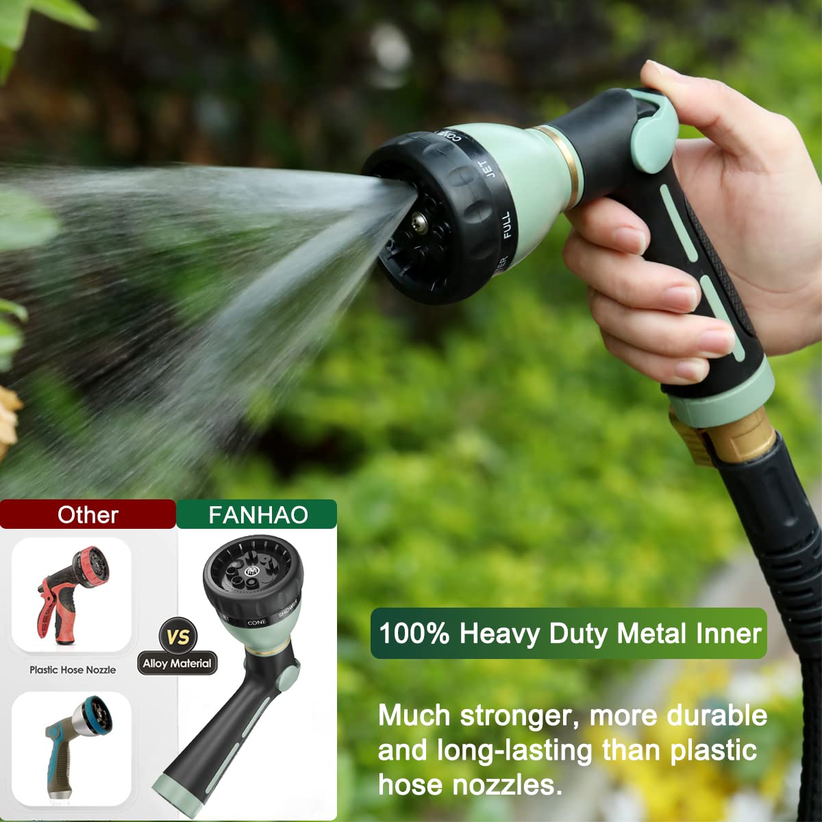 Slip-resistant pistol grip with TPR rubber stays comfortable when wet.