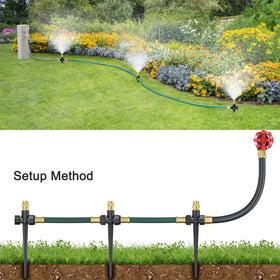 FANHAO three sprinklers with hoses showing customizable spacing for beds and lawn