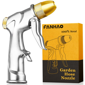 FANHAO upgraded metal garden hose nozzle provides durable, leak-free watering