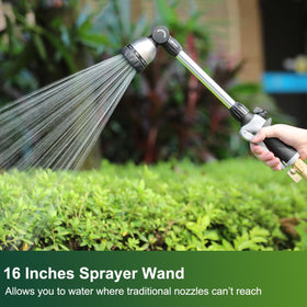 FANHAO wand with 8 spray patterns for versatile garden watering.