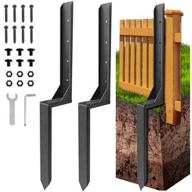 Fanmoss fence post repair kit 32in stake stabilizes leaning posts in outdoor spaces.