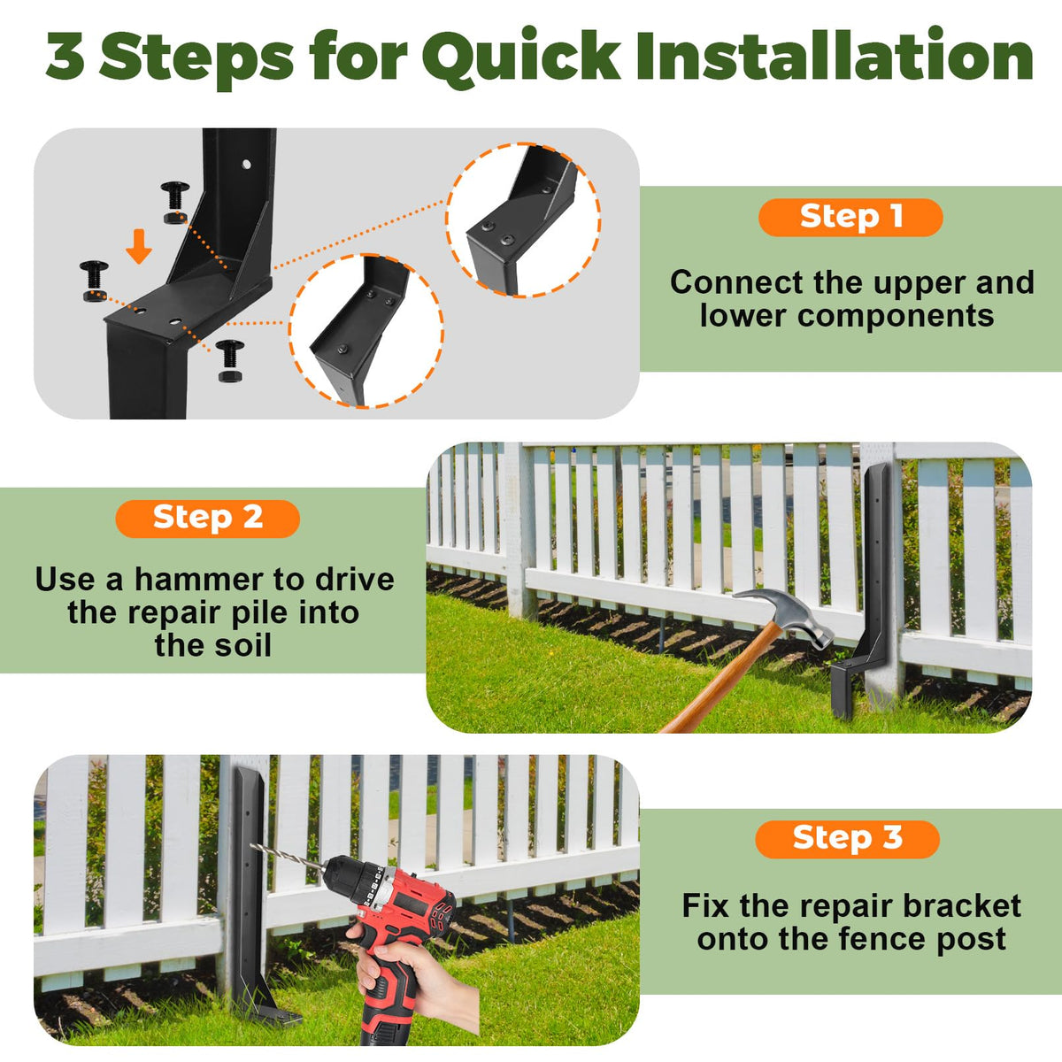 Fanmoss H-shaped pile extender increases fence post stability during storms.