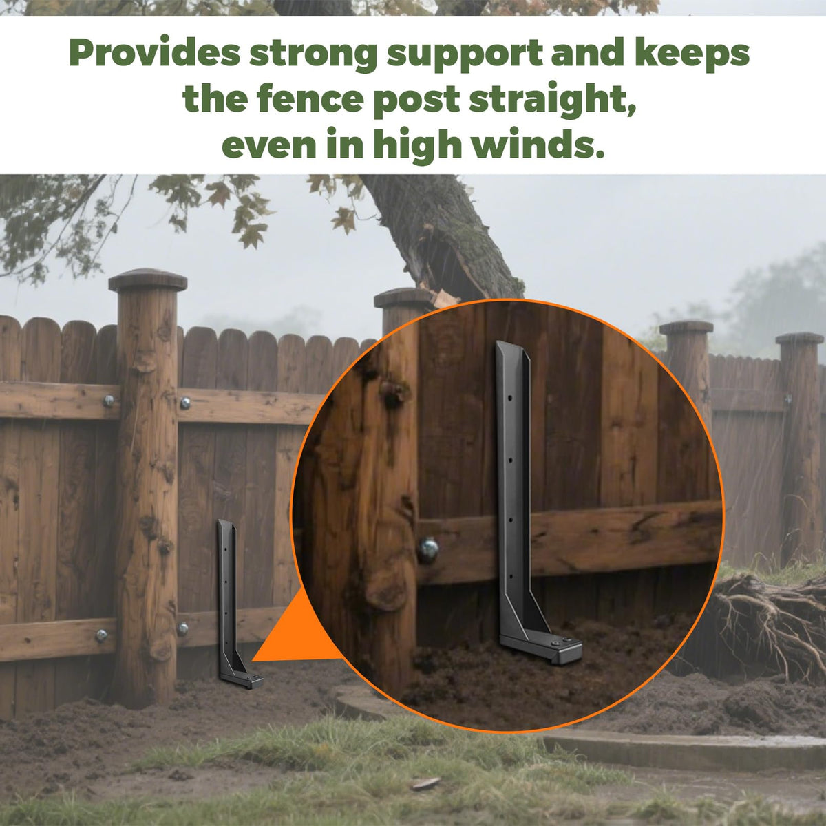 Fanmoss heavy-duty post stabilizer reinforces decks, rails, and signs.