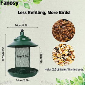 Fanosy Finch Feeder 360-degree feeding access supports multiple birds.