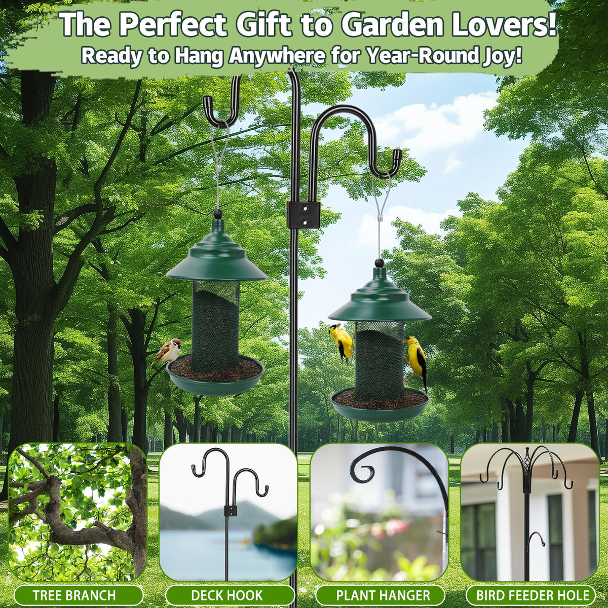 Fanosy Finch Feeder compact outdoor-use design blends with gardens.
