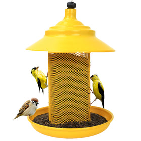 Fanosy Finch Feeder outdoors with all-metal construction for durable, maintenance-free feeding.