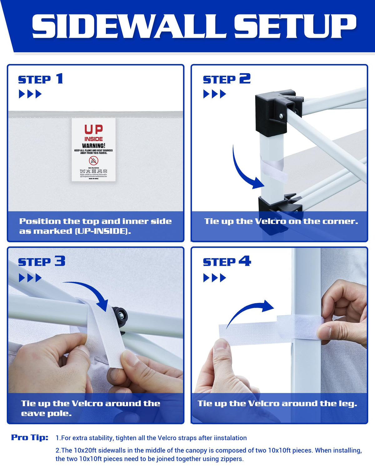 Fanpat sidewalls folded compactly for storage and travel