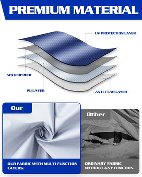 Fanpat four-panel sidewalls creating three-sided privacy for a canopy