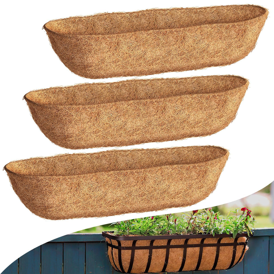 Fansile 36-inch trough coco liner pack provides sturdy support for planters and baskets.