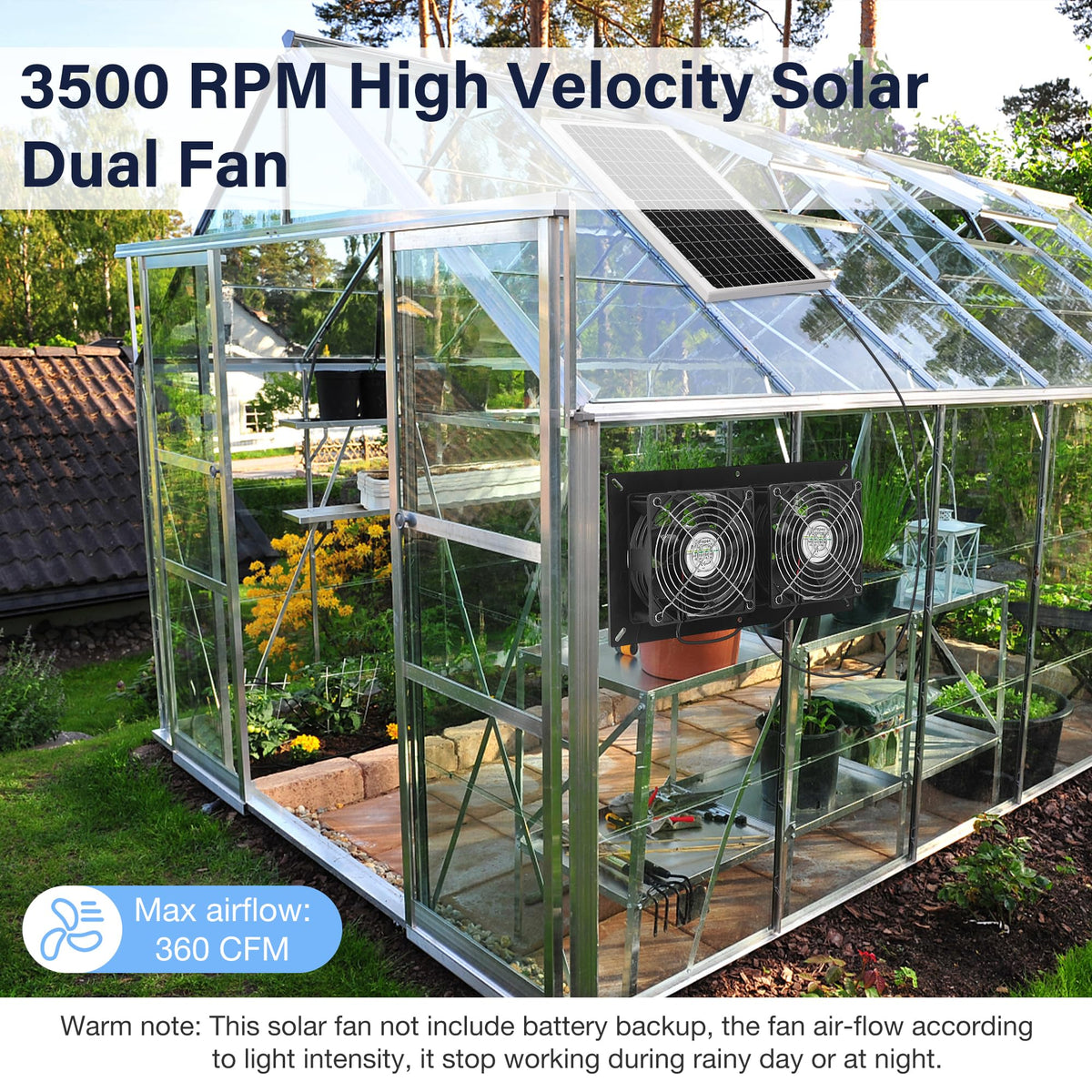 Fanspex Solar 2 Fan Kit IP67 waterproof build handles rain and snow.
