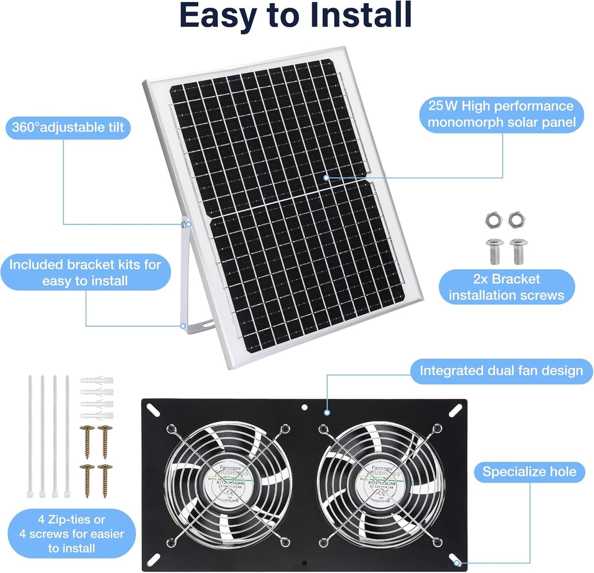 Fanspex Solar 2 Fan Kit supports greenhouse or shed ventilation on sunny days.