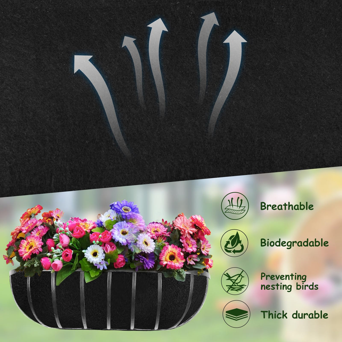 Fantang non-woven felt planter liner closeup showing material texture.