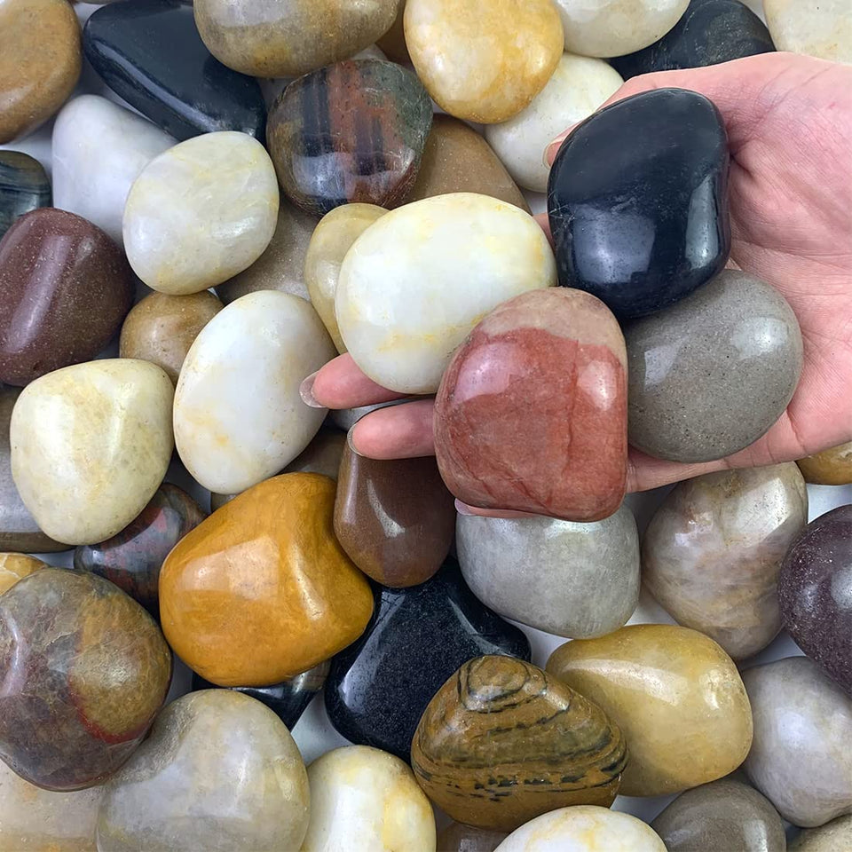 FANTIAN 5lbs river rocks for planters, 2-3 inch stones with durable decorative coverage