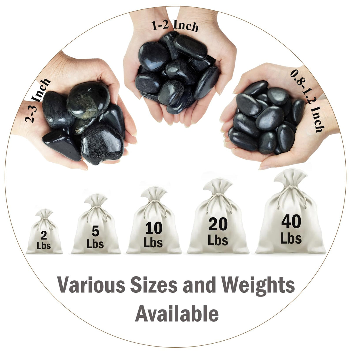 FANTIAN 5 lbs black pebbles ideal for garden borders and pathways