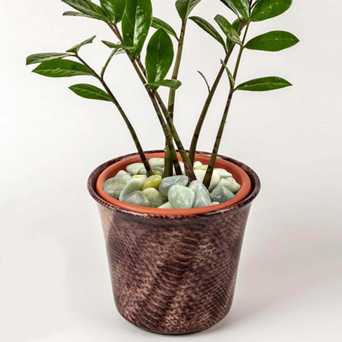 FANTIAN Green River rocks on a patio for yard accents.