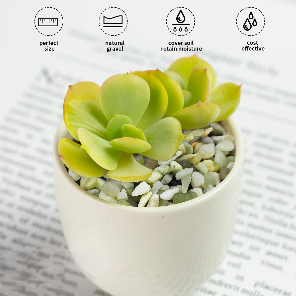FANTIAN Jade Pebbles used as a vase topper for elegant, dust-resistant floral displays